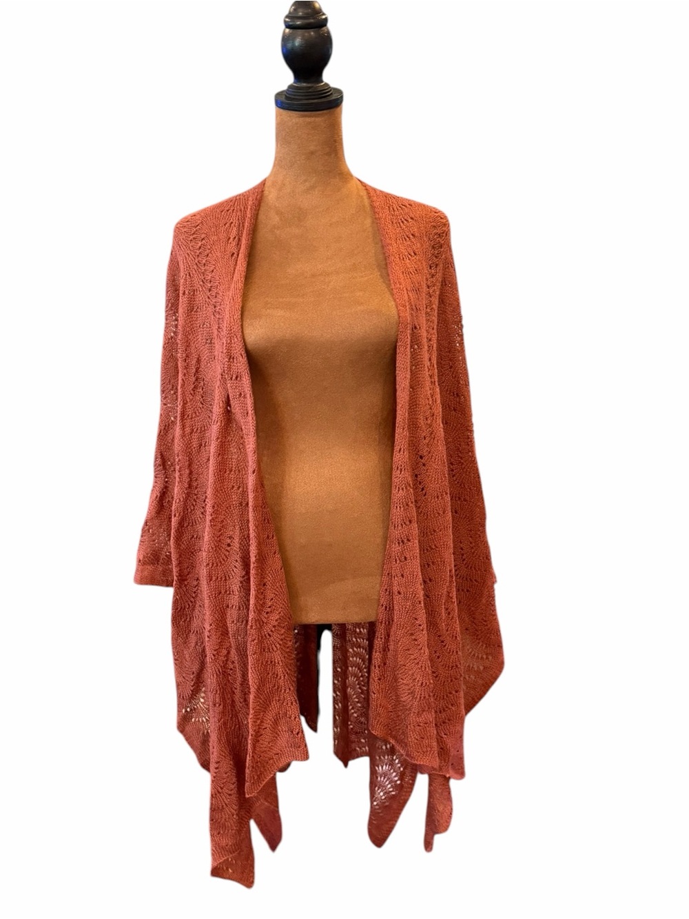 LC Lauren Conrad Rust Open-Front Knit Poncho